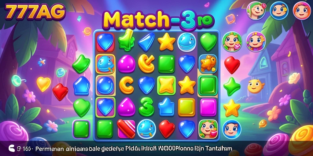 Tampilan gameplay seru dari 777AG saat mencocokkan item Match-3.
