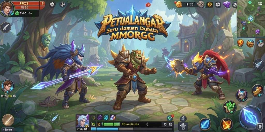 Screenshot gameplay ABC33 menunjukkan aksi seru dalam pertempuran MMORPG.