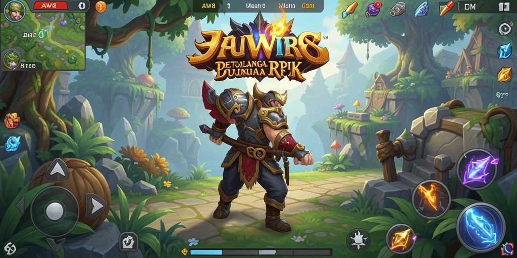 Tampilan gameplay AW8 yang mendebarkan dengan aksi RPG yang seru.