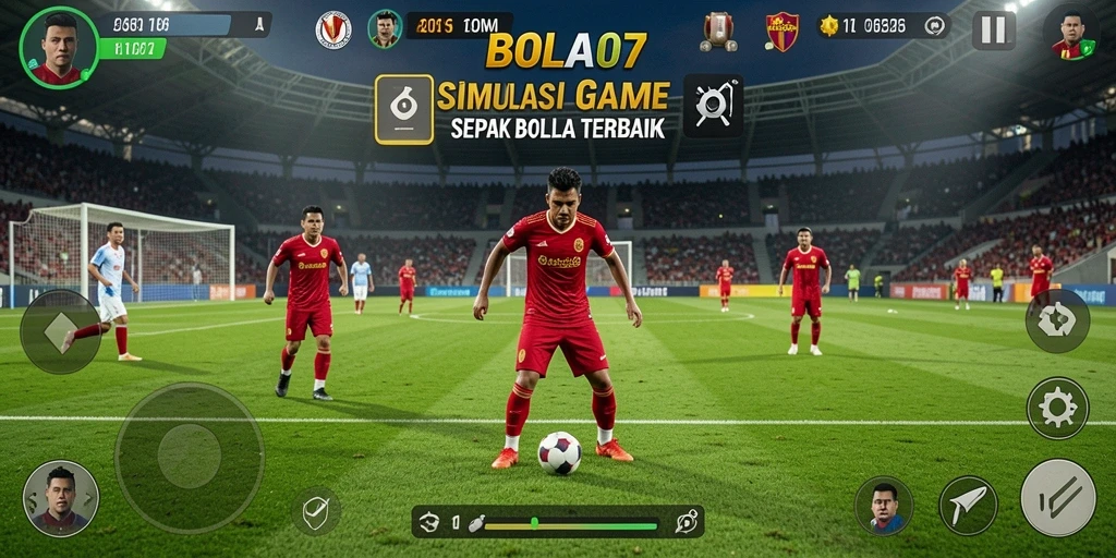 Tampilan gameplay menarik dari BOLA07 dengan taktik sepak bola.
