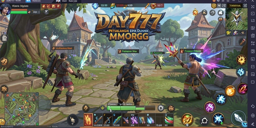 Tampilan gameplay menarik dari dunia fantasi <strong>DAY777</strong> dengan karakter yang beraksi.