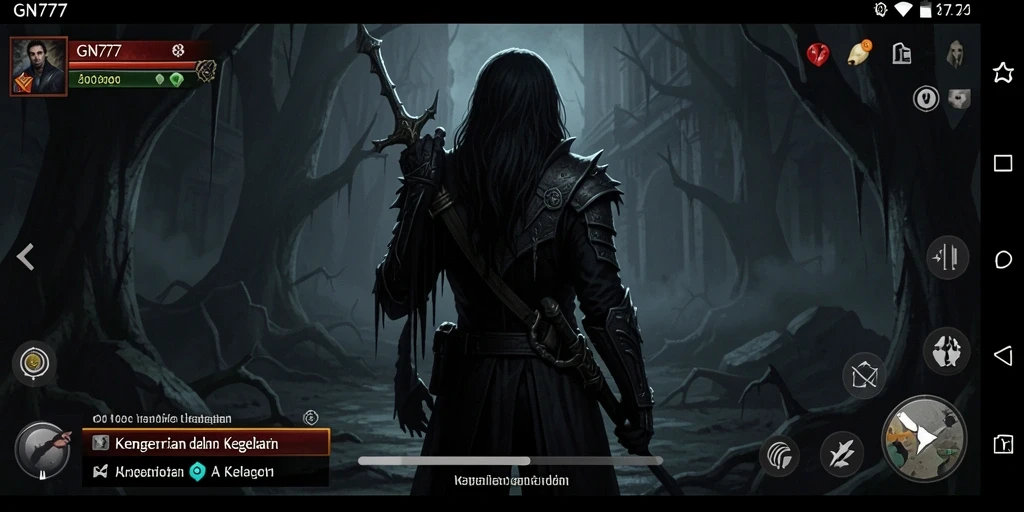 Screenshot gameplay yang mencerminkan kegelapan dan ketegangan dalam GN777.