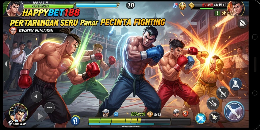 Tangkapan layar utama <strong>HAPPYBET188</strong> menampilkan aksi pertarungan yang intens.