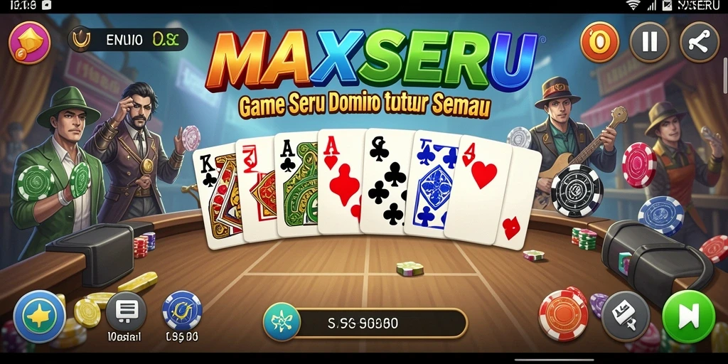Tampilan gameplay seru dari MAXSERU dalam permainan Domino.