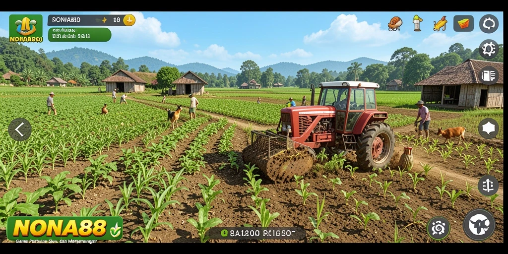 Tangkapan layar gameplay NONA88 menampilkan aktivitas bertani yang menarik.