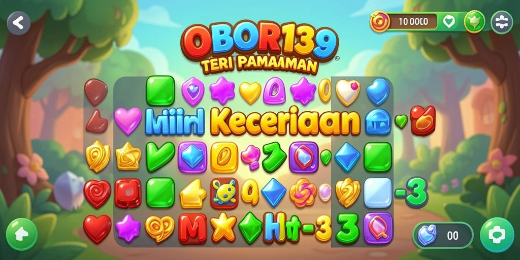 Tangkapan layar OBOR138 menunjukkan gameplay seru dan penuh warna dari permainan Match-3.