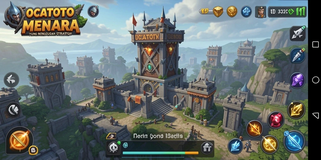 Screenshot gameplay OCATOTO menampilkan intensitas pertarungan Tower Defense.