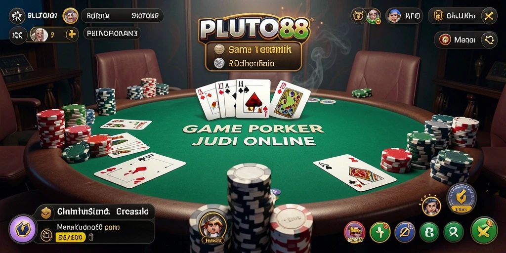 Tampilan gameplay Poker seru di PLUTO88 dengan pemain aktif.