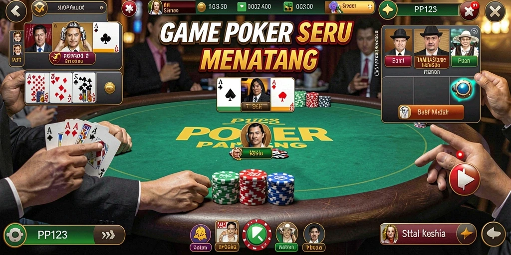 Gameplay poker menegangkan di PP123 dengan grafis yang menarik.