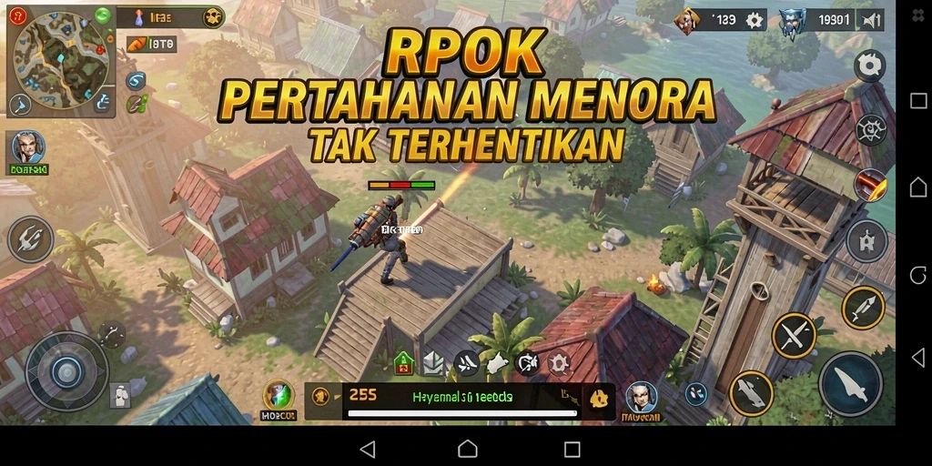 Screenshot RPOK menampilkan aksi pertahanan menara yang mendebarkan.