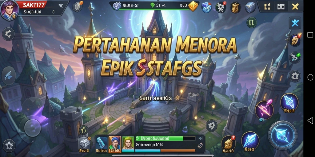 Screenshot SAKTI77 menampilkan aksi pertahanan menara yang mendebarkan.