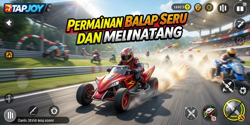 Tampilan gameplay Racing yang seru dalam TAPJOY.