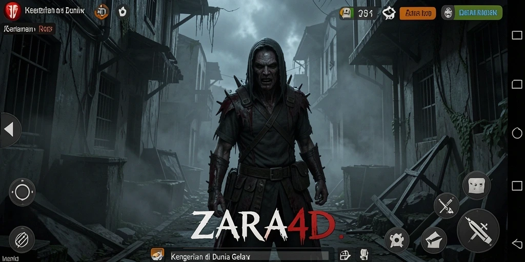 Tangkapan layar gameplay ZARA4D menunjukkan suasana horor yang menegangkan.